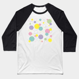 80's Retro Pop Circle Pattern Multi on Black Baseball T-Shirt